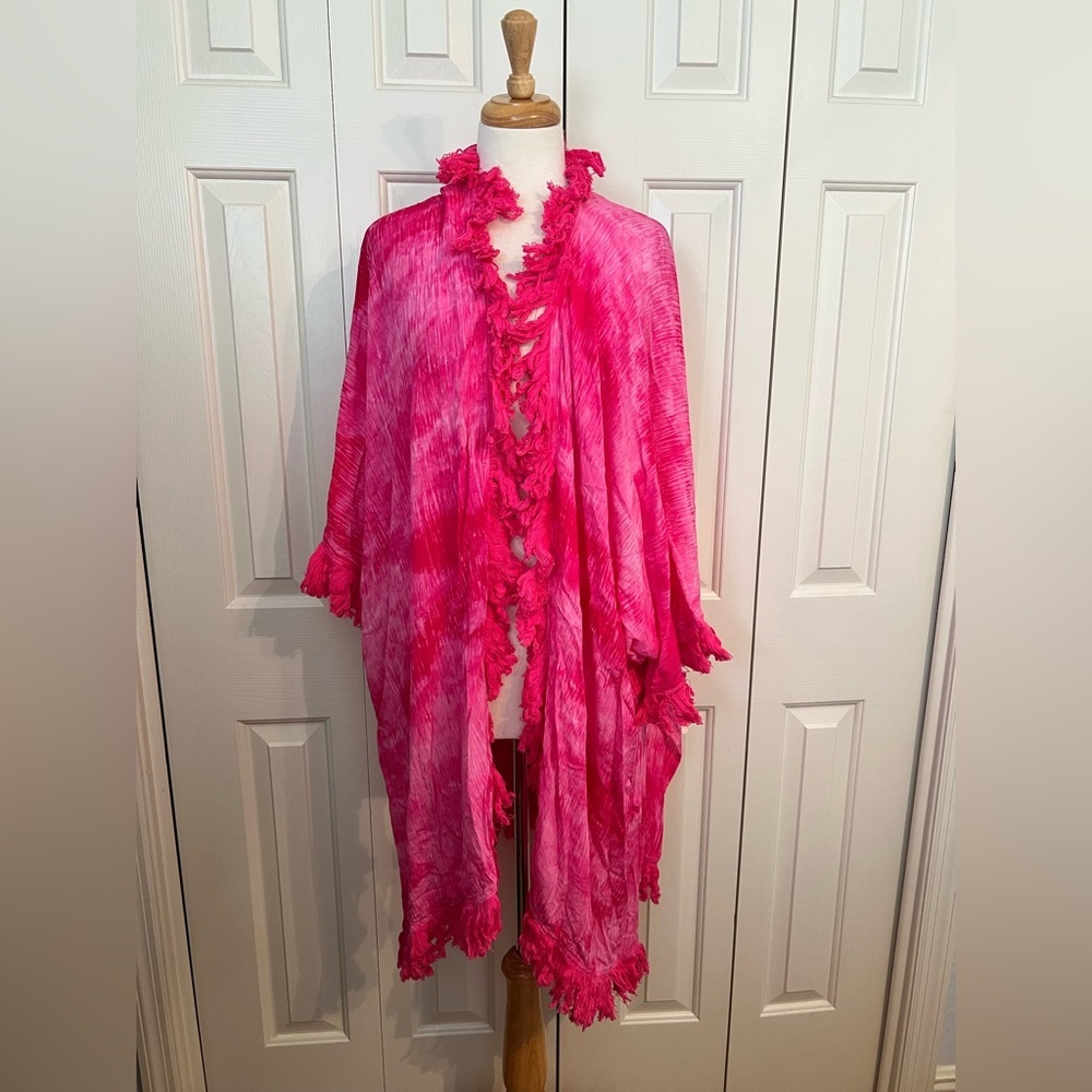 NWT Vibrant Pink Tie-Dye Kimono Coverup